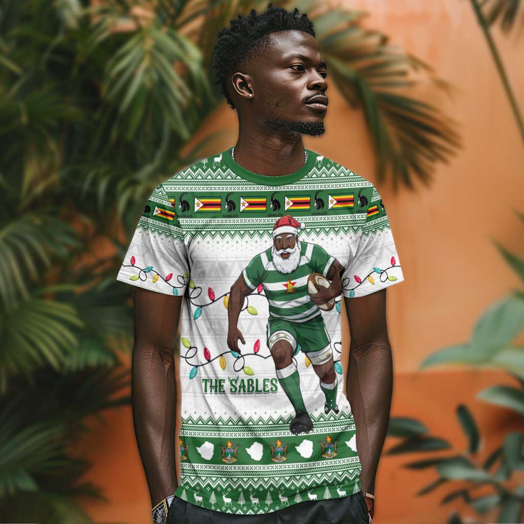 Afro Christmas Rugby Zimbabwe T shirt The Sables Krismes Yakanaka - African Pride
