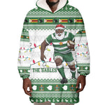 Afro Christmas Rugby Zimbabwe Wearable Blanket Hoodie The Sables Krismes Yakanaka - African Pride