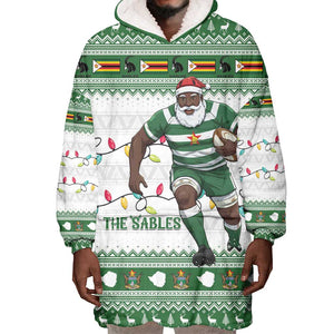 Afro Christmas Rugby Zimbabwe Wearable Blanket Hoodie The Sables Krismes Yakanaka - African Pride