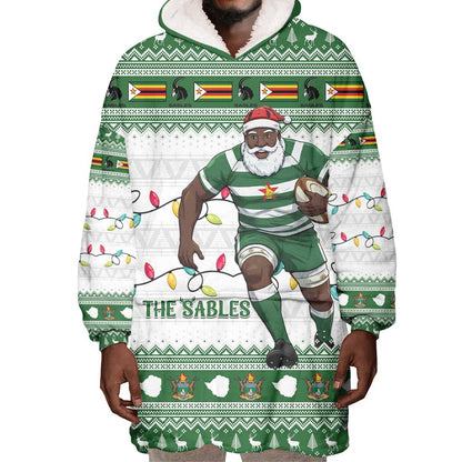 Afro Christmas Rugby Zimbabwe Wearable Blanket Hoodie The Sables Krismes Yakanaka - African Pride