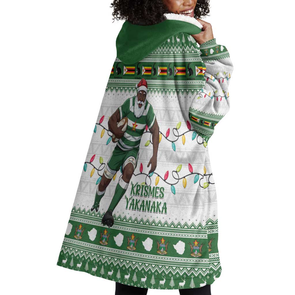 Afro Christmas Rugby Zimbabwe Wearable Blanket Hoodie The Sables Krismes Yakanaka - African Pride
