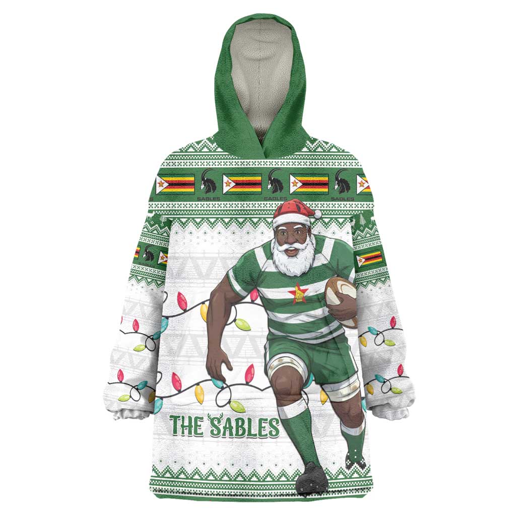 Afro Christmas Rugby Zimbabwe Wearable Blanket Hoodie The Sables Krismes Yakanaka - African Pride