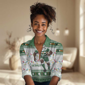 Afro Christmas Rugby Zimbabwe Women Casual Shirt The Sables Krismes Yakanaka - African Pride