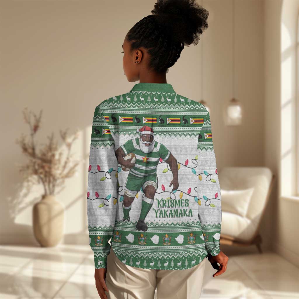 Afro Christmas Rugby Zimbabwe Women Casual Shirt The Sables Krismes Yakanaka - African Pride