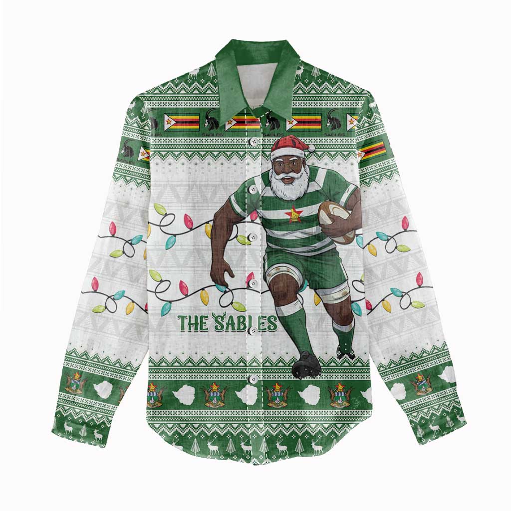 Afro Christmas Rugby Zimbabwe Women Casual Shirt The Sables Krismes Yakanaka - African Pride