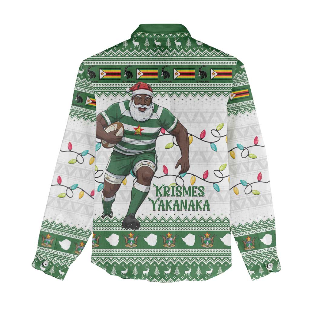Afro Christmas Rugby Zimbabwe Women Casual Shirt The Sables Krismes Yakanaka - African Pride