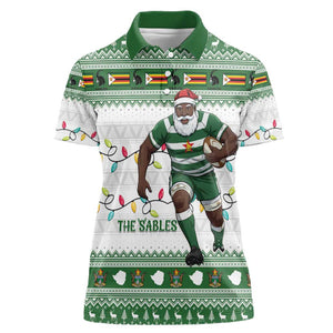 Afro Christmas Rugby Zimbabwe Women Polo Shirt The Sables Krismes Yakanaka - African Pride