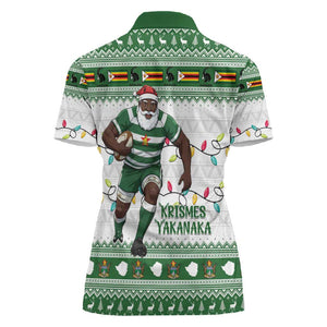 Afro Christmas Rugby Zimbabwe Women Polo Shirt The Sables Krismes Yakanaka - African Pride
