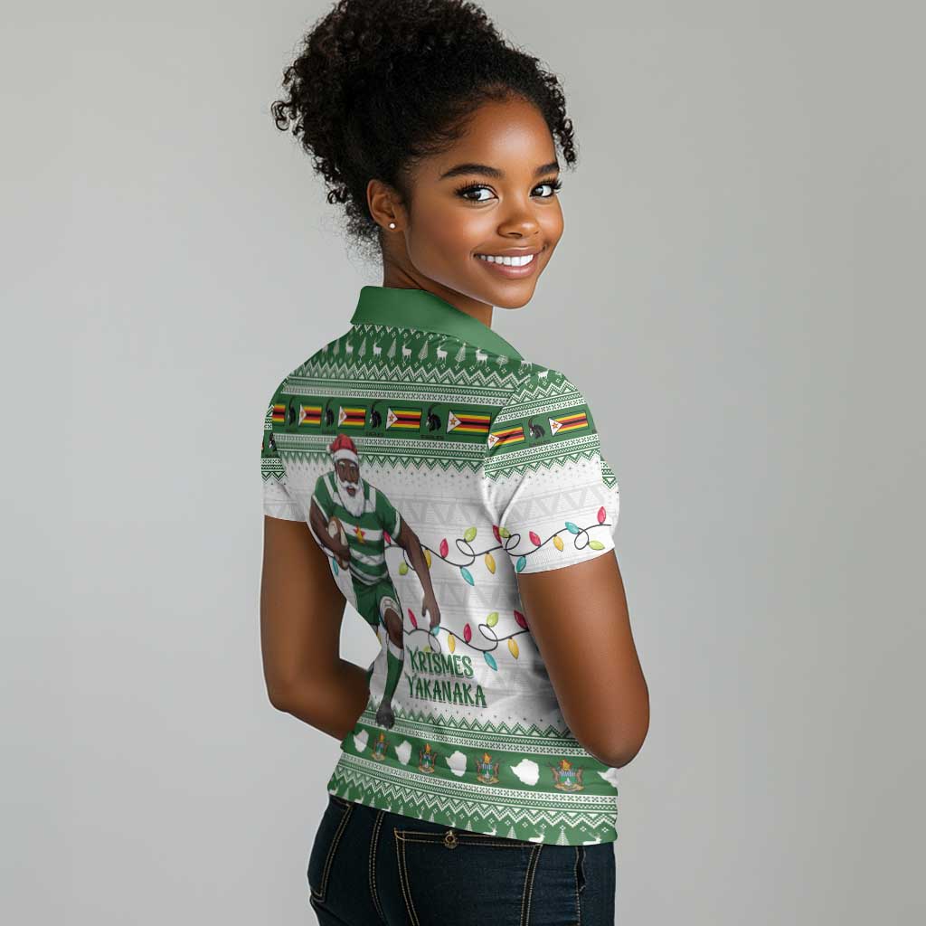 Afro Christmas Rugby Zimbabwe Women Polo Shirt The Sables Krismes Yakanaka - African Pride