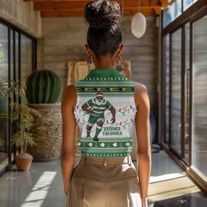 Afro Christmas Rugby Zimbabwe Women Sleeveless Polo Shirt The Sables Krismes Yakanaka - African Pride