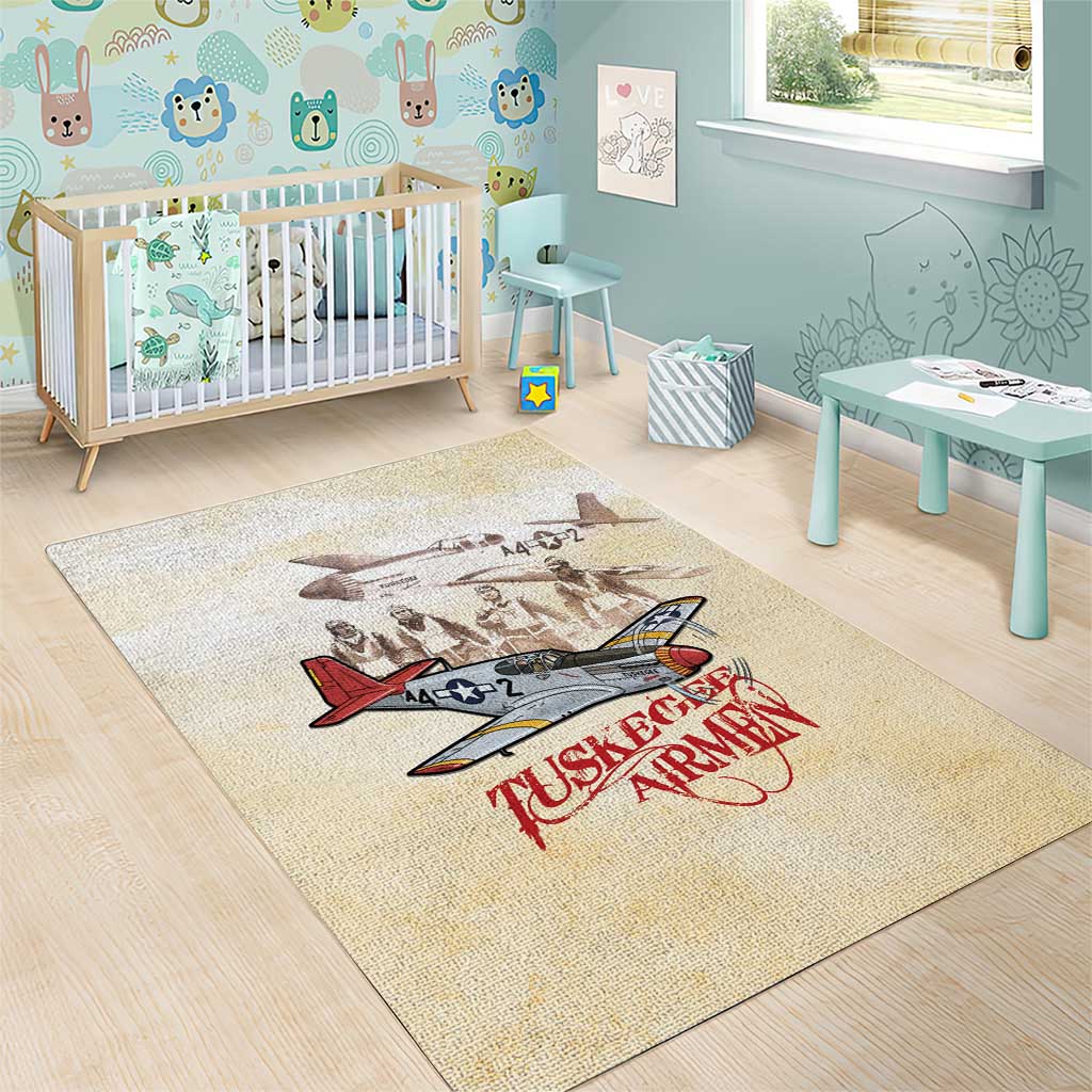 Tuskegee Airmen Area Rug Red Tails Legacy Retro Style - African Pride