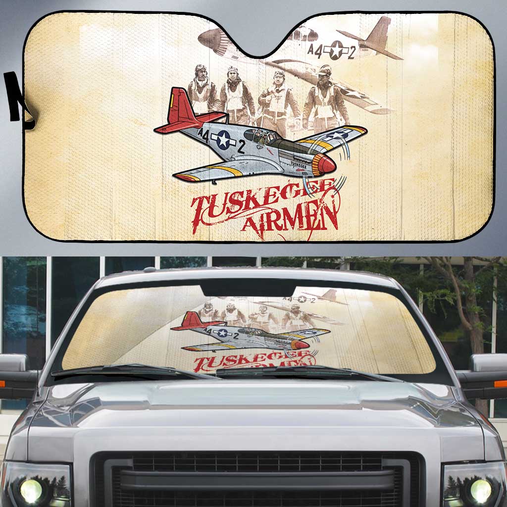 Tuskegee Red Tails Airmen Auto Sun Shade History Aviator Heroes Retro Style