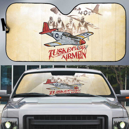 Tuskegee Red Tails Airmen Auto Sun Shade History Aviator Heroes Retro Style