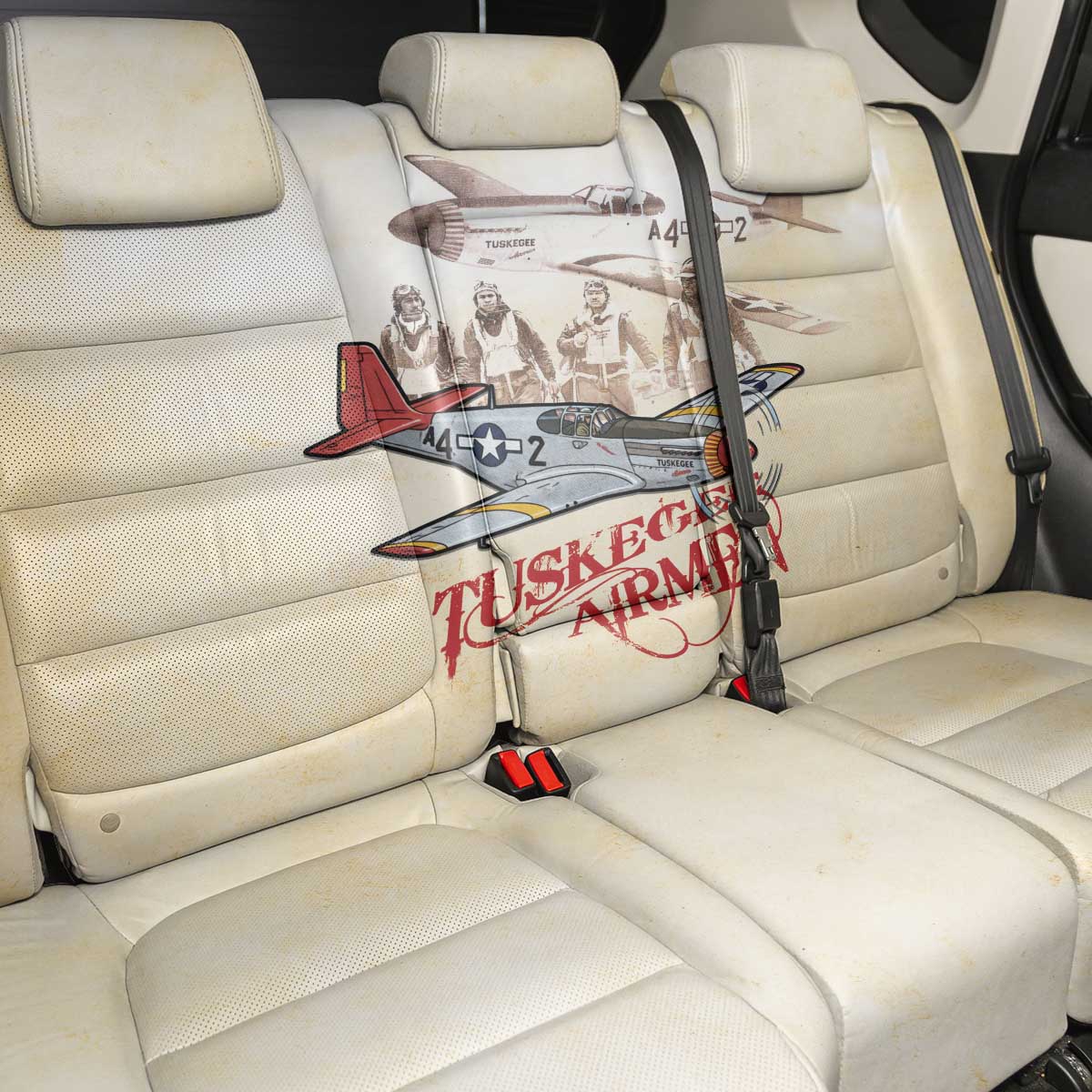 Tuskegee Airmen Back Car Seat Cover Red Tails Legacy Retro Style - African Pride
