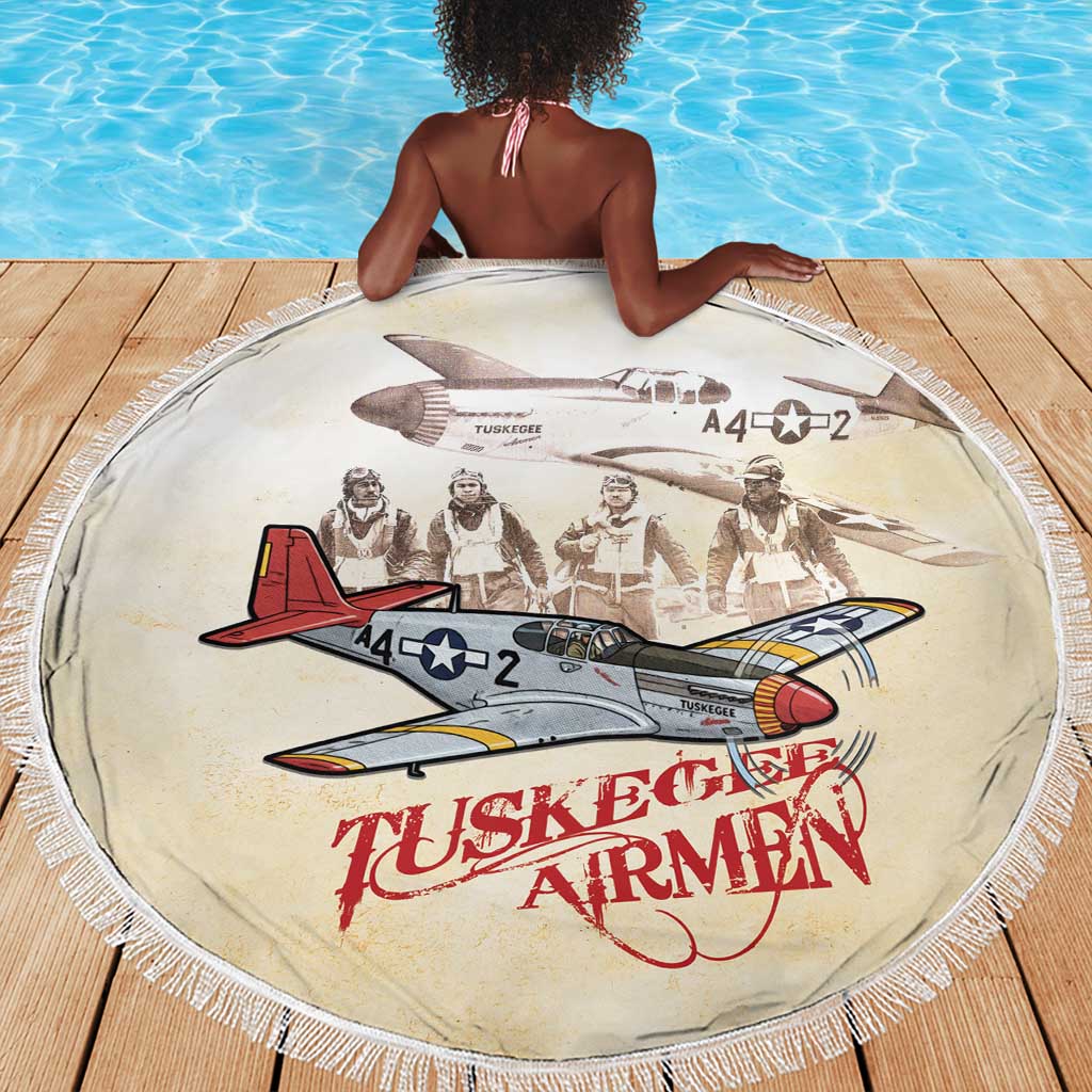 Tuskegee Airmen Beach Blanket Red Tails Legacy Retro Style - African Pride