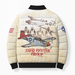 Tuskegee Red Tails Airmen Bomber Puffer Jacket History Aviator Heroes Retro Style