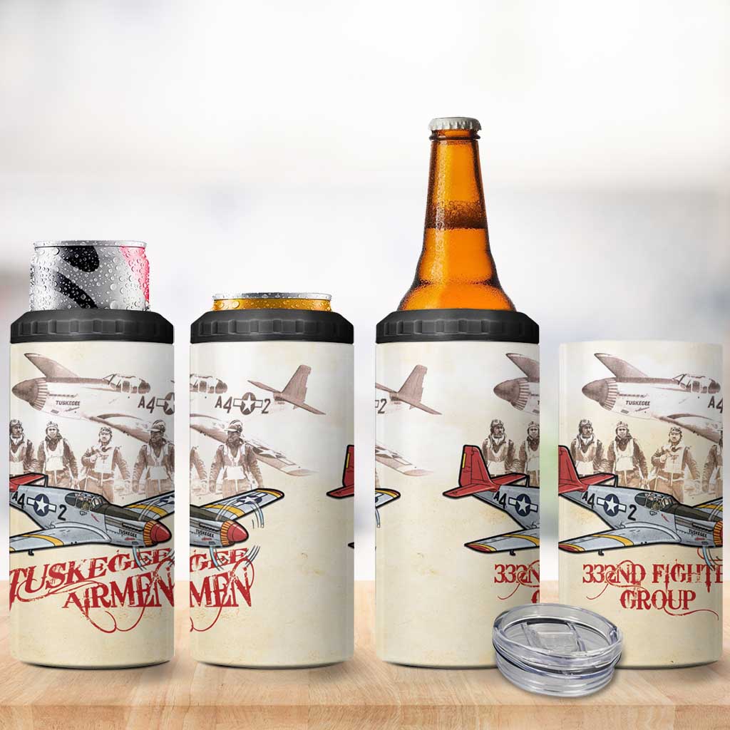 Tuskegee Airmen 4 in 1 Can Cooler Tumbler Red Tails Legacy Retro Style - African Pride