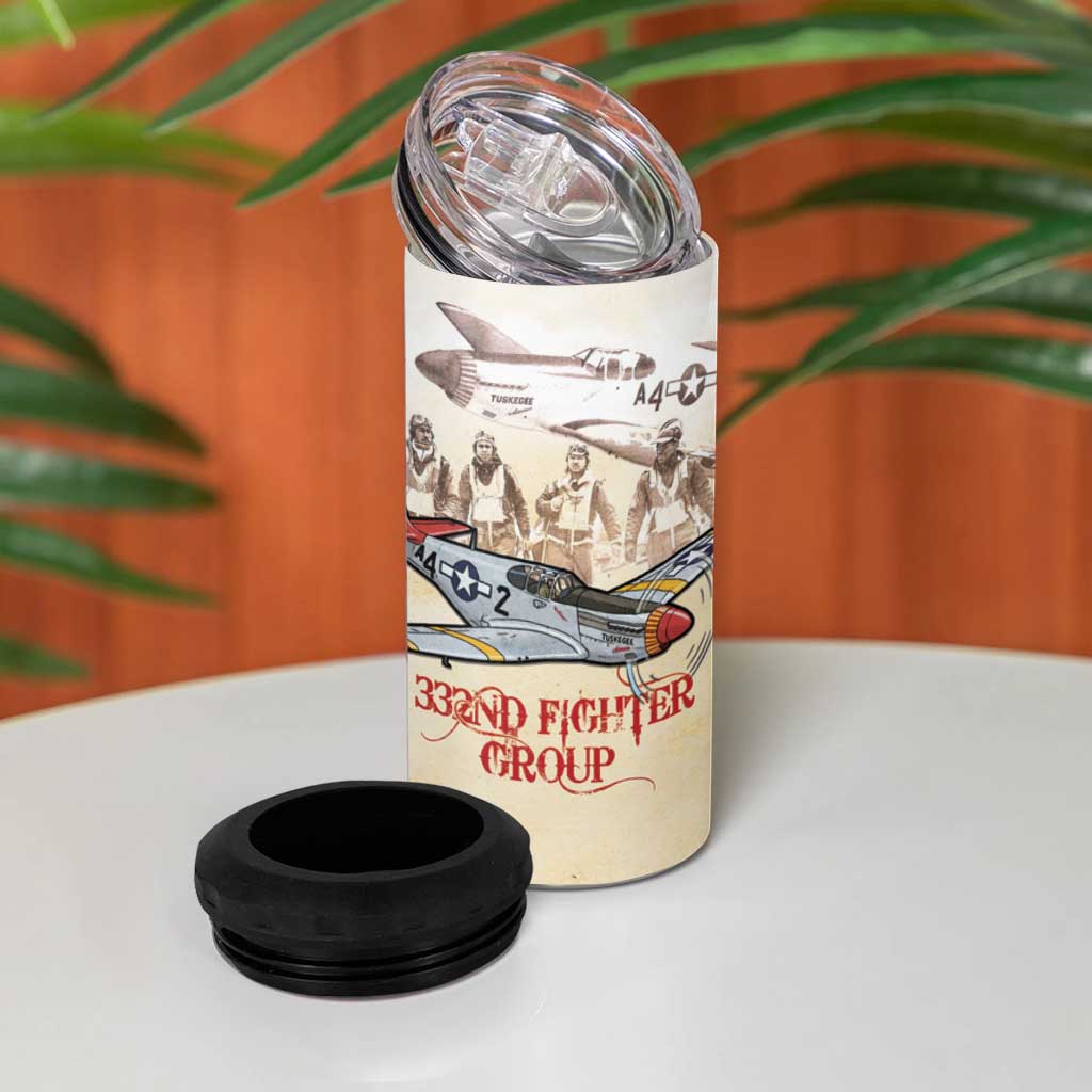 Tuskegee Airmen 4 in 1 Can Cooler Tumbler Red Tails Legacy Retro Style - African Pride