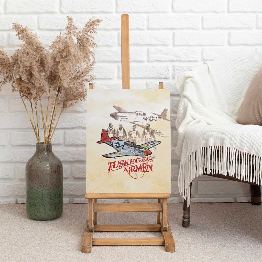 Tuskegee Airmen Canvas Wall Art Red Tails Legacy Retro Style - African Pride