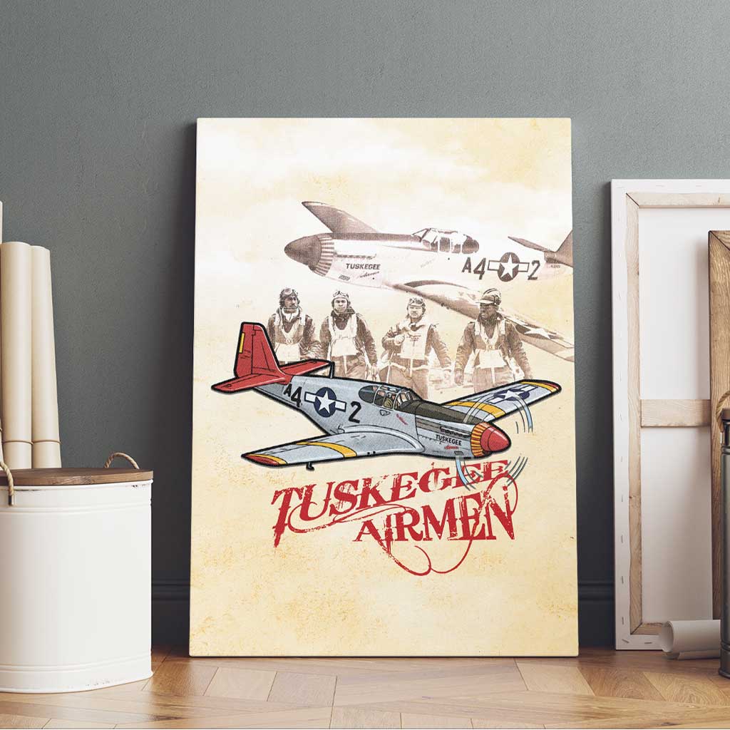Tuskegee Airmen Canvas Wall Art Red Tails Legacy Retro Style - African Pride