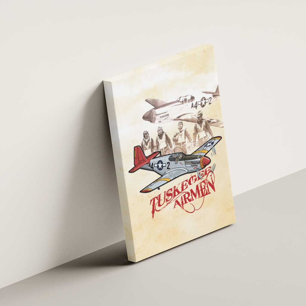 Tuskegee Airmen Canvas Wall Art Red Tails Legacy Retro Style - African Pride