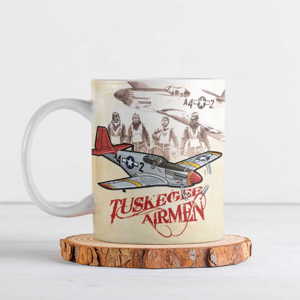 Tuskegee Red Tails Airmen Ceramic Mug History Aviator Heroes Retro Style