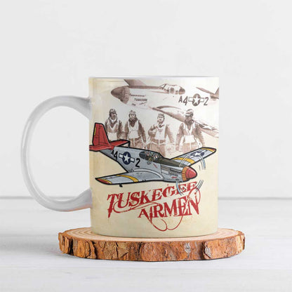 Tuskegee Red Tails Airmen Ceramic Mug History Aviator Heroes Retro Style