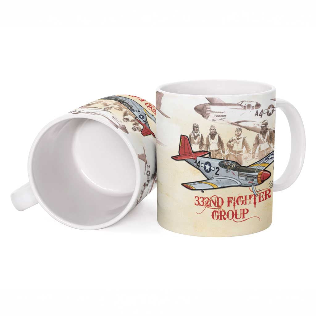 Tuskegee Red Tails Airmen Ceramic Mug History Aviator Heroes Retro Style