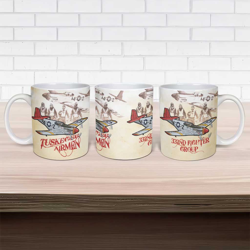 Tuskegee Red Tails Airmen Ceramic Mug History Aviator Heroes Retro Style