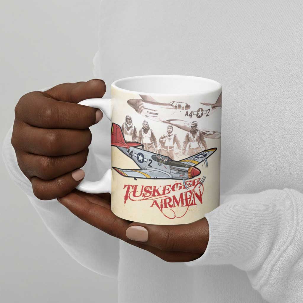 Tuskegee Red Tails Airmen Ceramic Mug History Aviator Heroes Retro Style