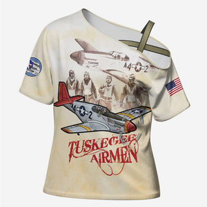 Tuskegee Red Tails Airmen Cross Shoulder Shirt History Aviator Heroes Retro Style