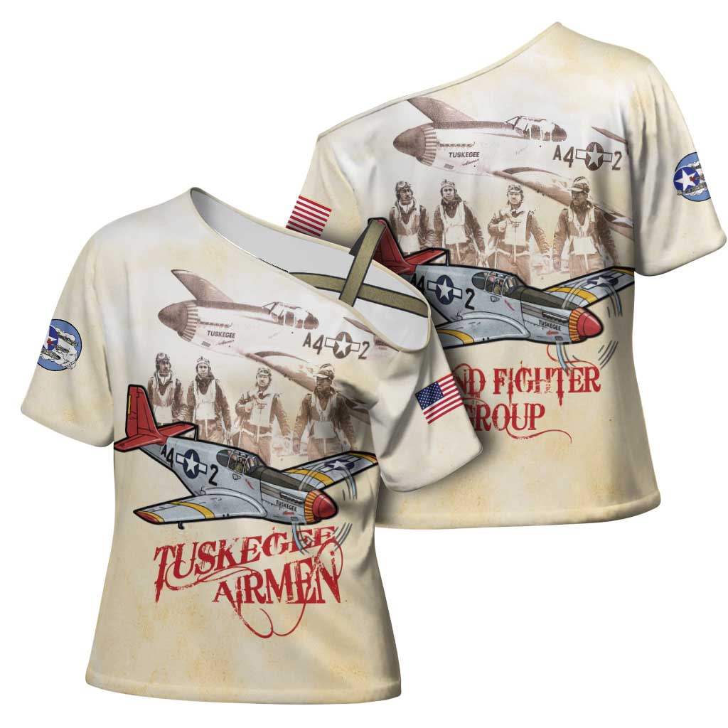 Tuskegee Red Tails Airmen Cross Shoulder Shirt History Aviator Heroes Retro Style