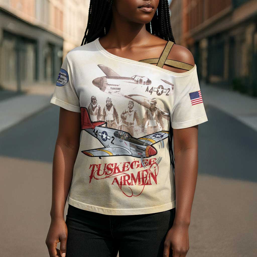 Tuskegee Red Tails Airmen Cross Shoulder Shirt History Aviator Heroes Retro Style