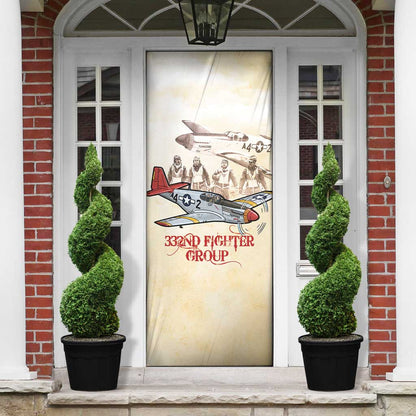 Tuskegee Red Tails Airmen Door Cover History Aviator Heroes Retro Style