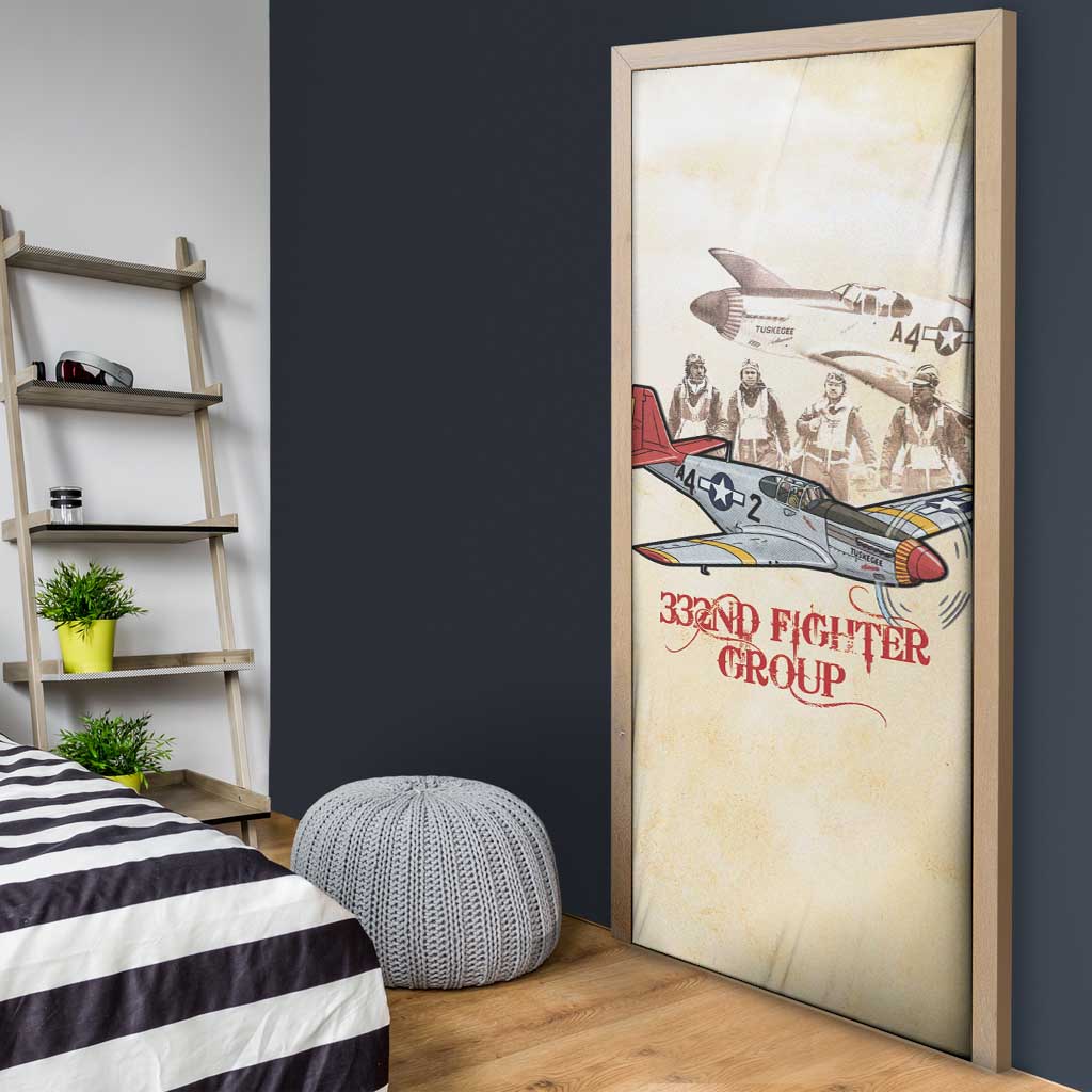 Tuskegee Red Tails Airmen Door Cover History Aviator Heroes Retro Style