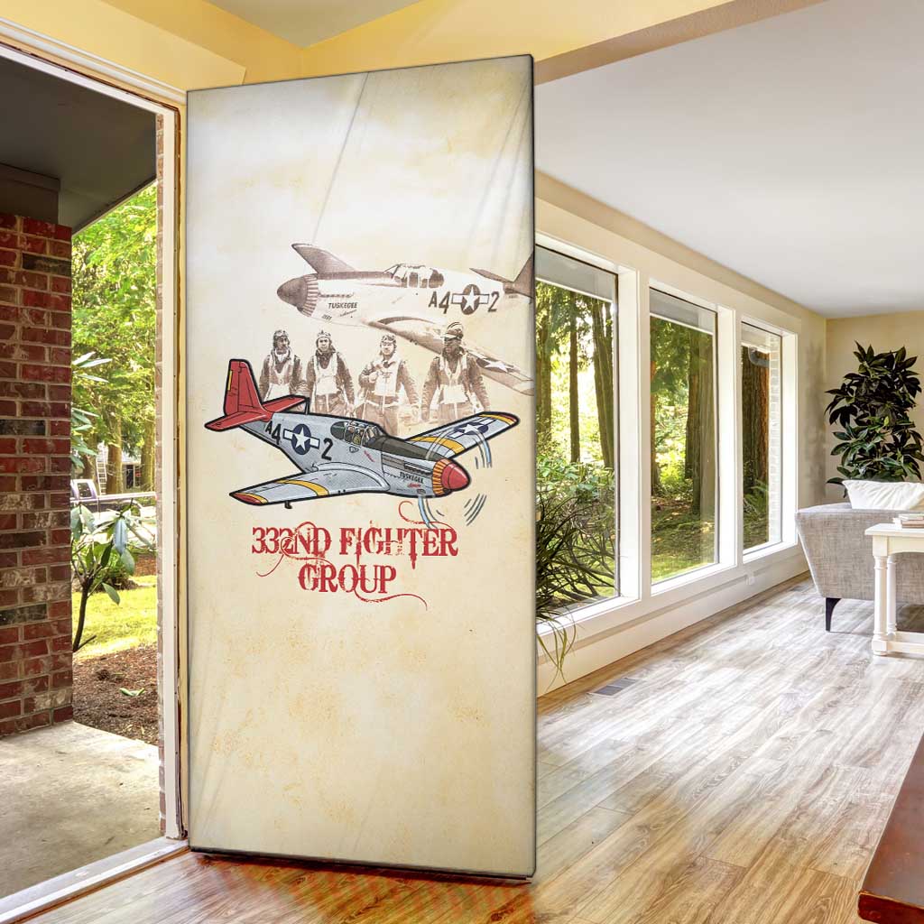 Tuskegee Red Tails Airmen Door Cover History Aviator Heroes Retro Style