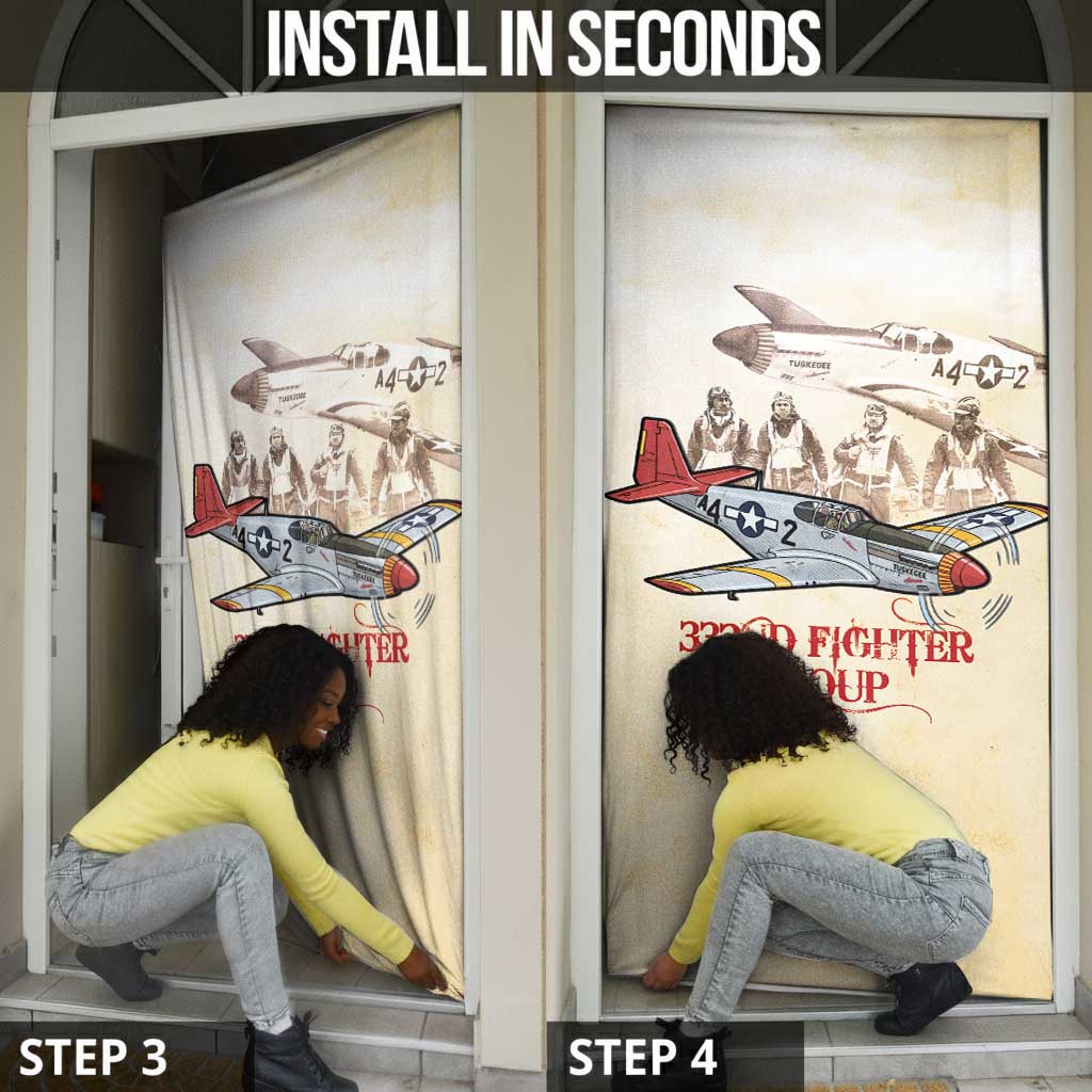 Tuskegee Red Tails Airmen Door Cover History Aviator Heroes Retro Style