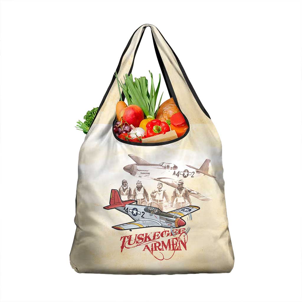 Tuskegee Airmen Grocery Bag Red Tails Legacy Retro Style - African Pride