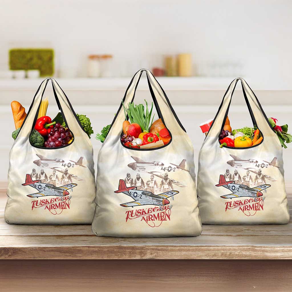 Tuskegee Airmen Grocery Bag Red Tails Legacy Retro Style - African Pride