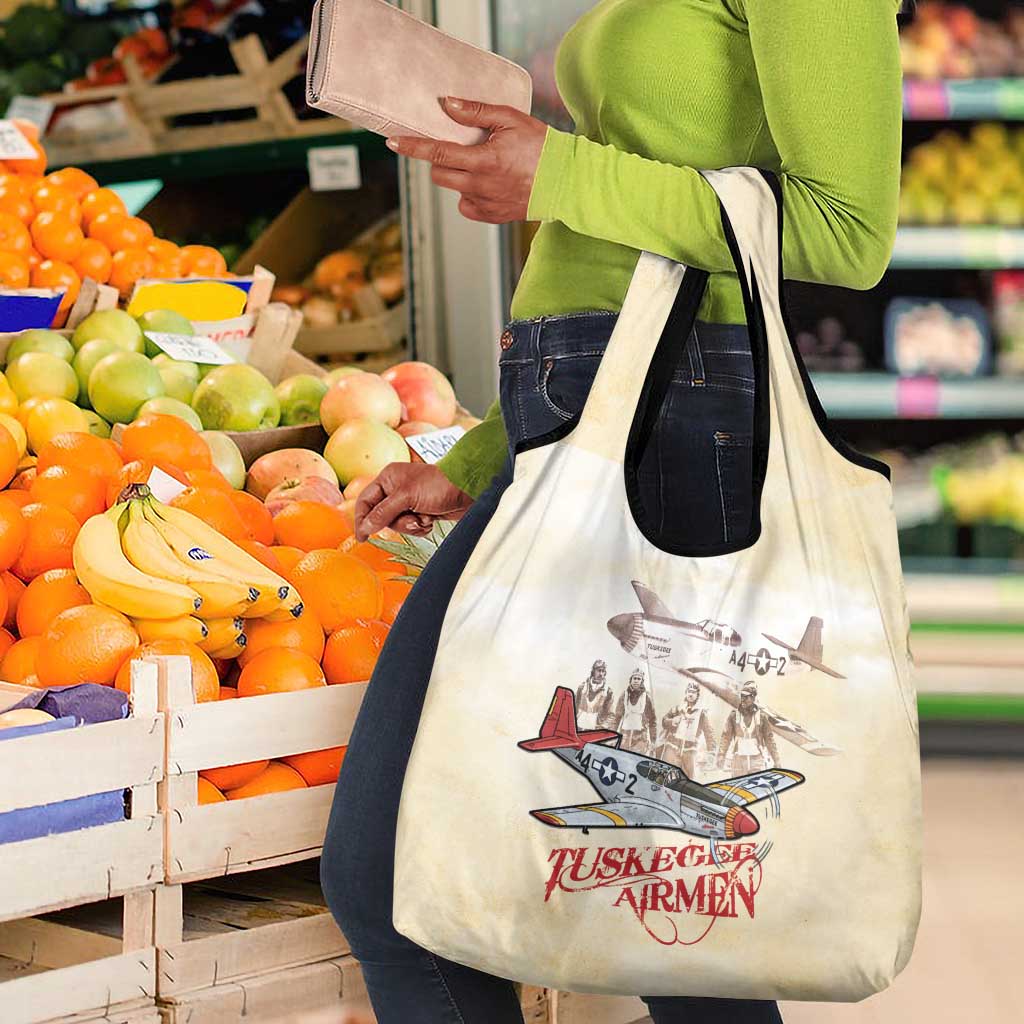 Tuskegee Airmen Grocery Bag Red Tails Legacy Retro Style - African Pride