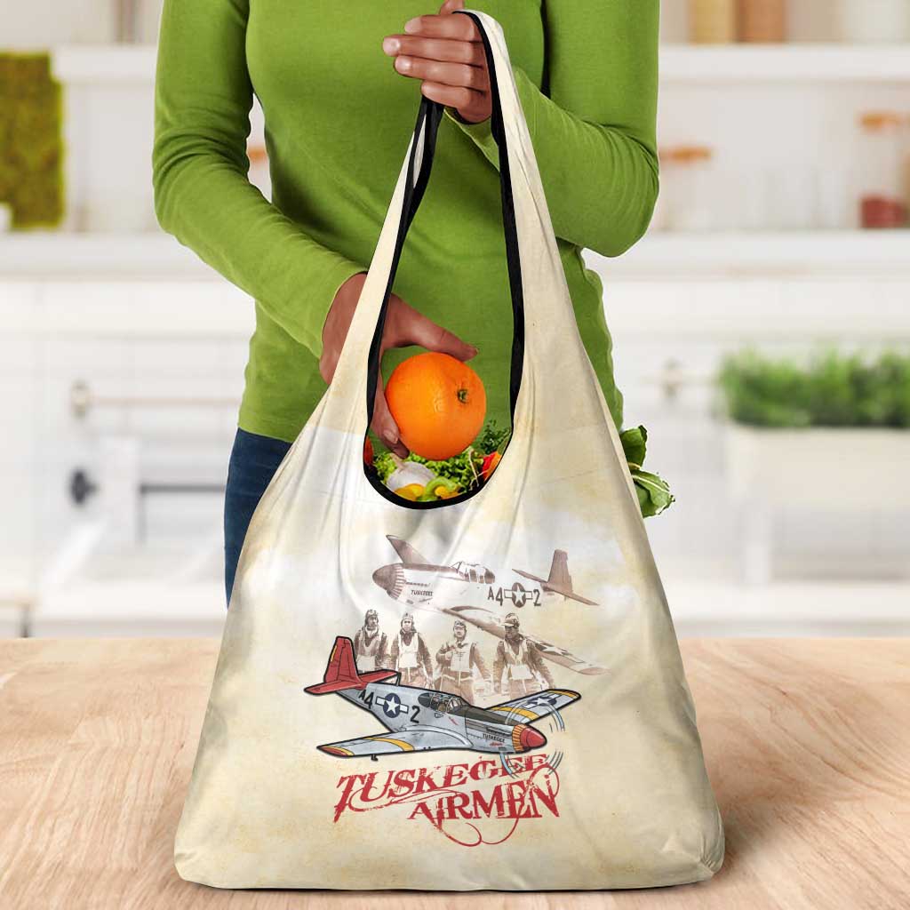 Tuskegee Airmen Grocery Bag Red Tails Legacy Retro Style - African Pride