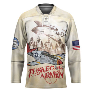 Tuskegee Red Tails Airmen Hockey Jersey History Aviator Heroes Retro Style