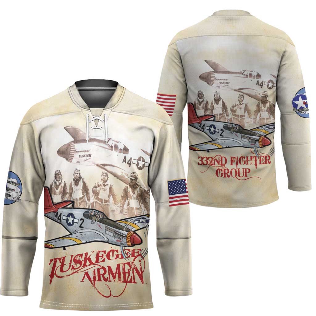 Tuskegee Red Tails Airmen Hockey Jersey History Aviator Heroes Retro Style