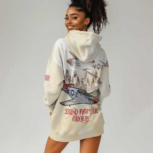 Tuskegee Airmen Hoodie Dress Red Tails Legacy Retro Style - African Pride
