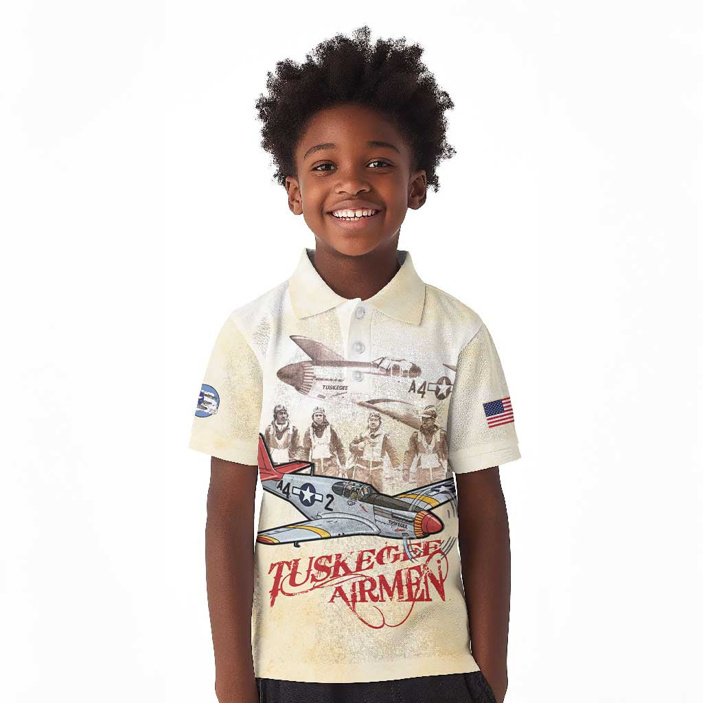 Tuskegee Airmen Kid Polo Shirt Red Tails Legacy Retro Style - African Pride