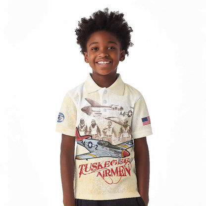 Tuskegee Airmen Kid Polo Shirt Red Tails Legacy Retro Style - African Pride