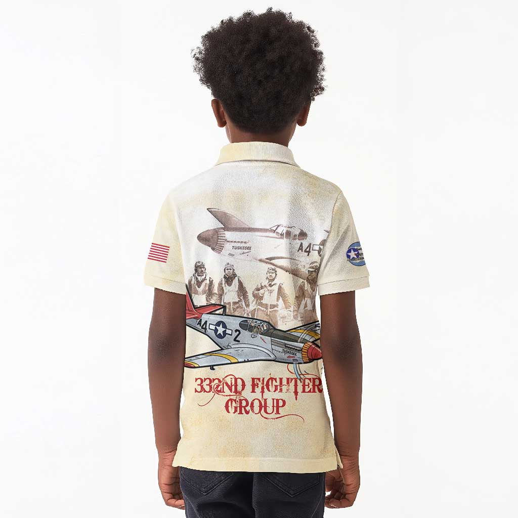 Tuskegee Airmen Kid Polo Shirt Red Tails Legacy Retro Style - African Pride