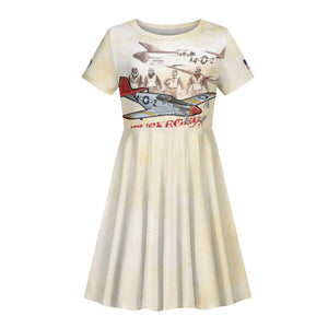 Tuskegee Airmen Kid Short Sleeve Dress Red Tails Legacy Retro Style - African Pride