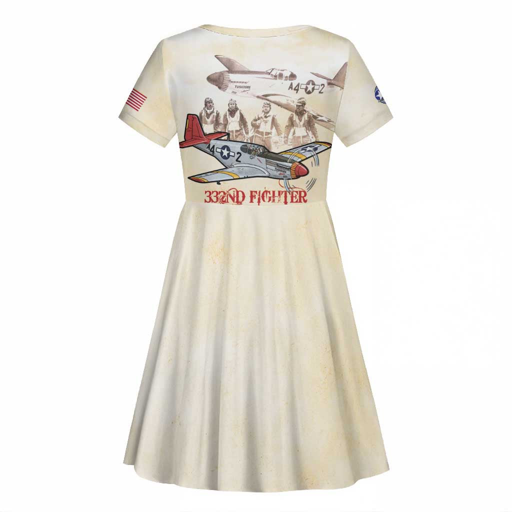 Tuskegee Airmen Kid Short Sleeve Dress Red Tails Legacy Retro Style - African Pride