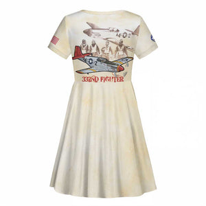 Tuskegee Airmen Kid Short Sleeve Dress Red Tails Legacy Retro Style - African Pride